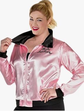 Grease Pink Ladies Satin Bomber Jacket Plus Size XXL 18-20 Halloween costume